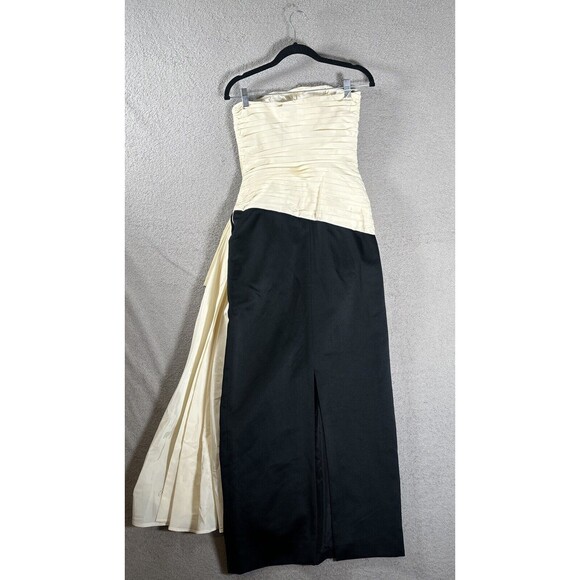 Vntg Lillie Rubin Strapless Pencil Dress Black Cream Size XXS Prom Gown Glamor - Picture 13 of 16